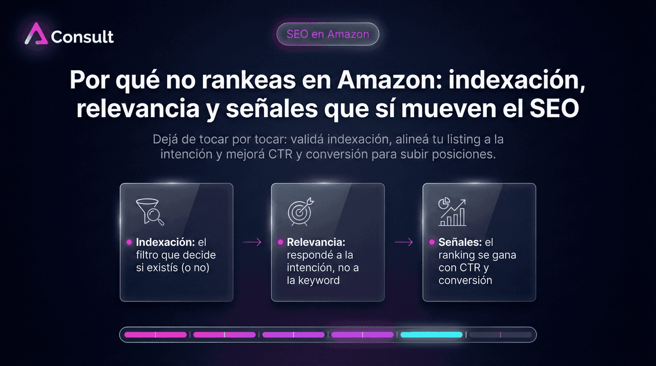 Por qué no rankeas en Amazon: indexación, relevancia y señales que sí mueven el SEO